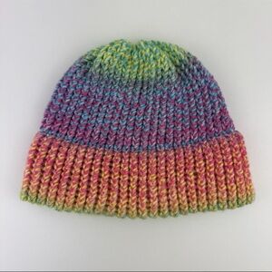 Handmade In USA Women's OSFM Hand Knit Beanie Winter Hat Cap Ribbed Cuffed NEW!